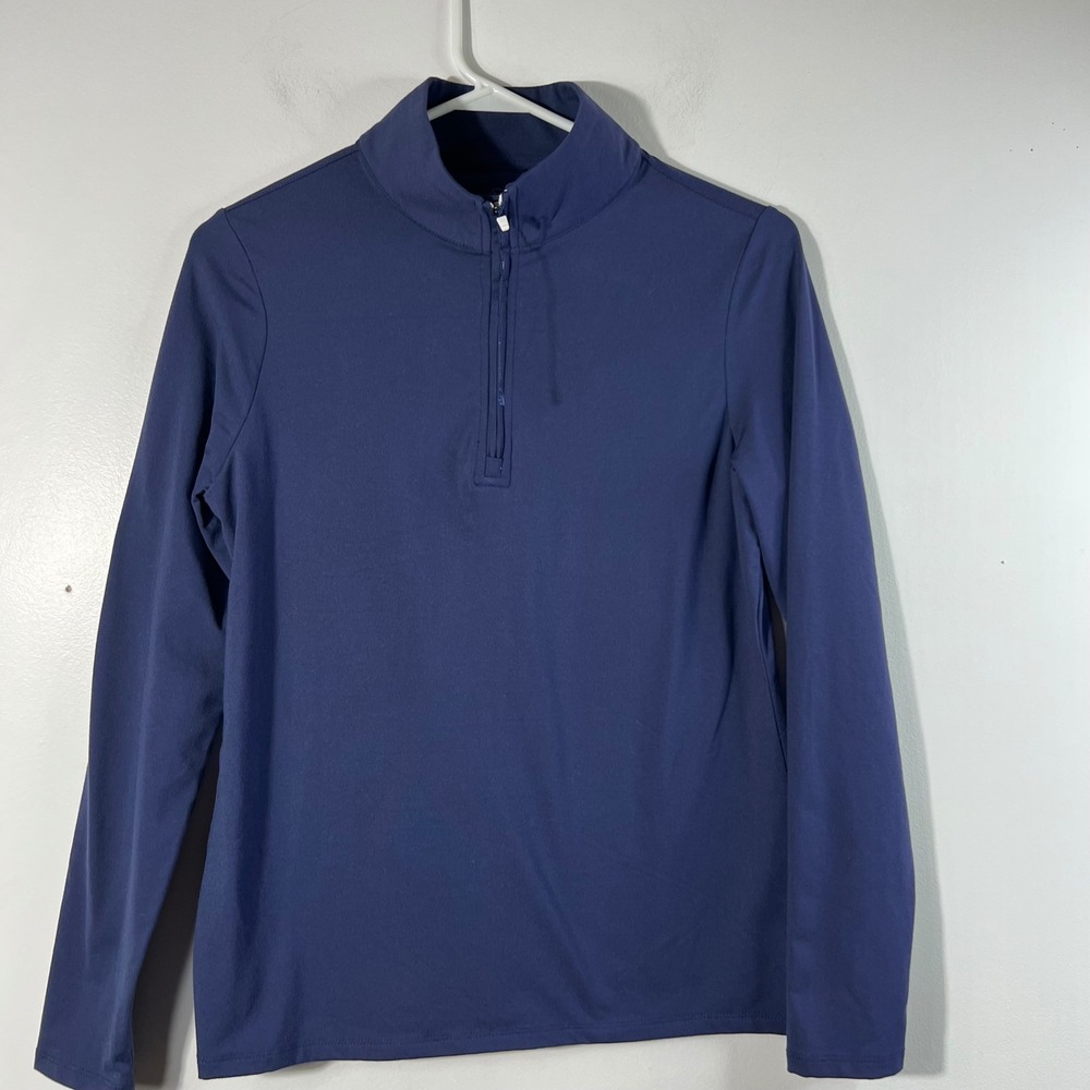 Womens Renwick 1/4 Zip Golf‎ Top Long Sleeve S Navy Polyester Nylon Spandex